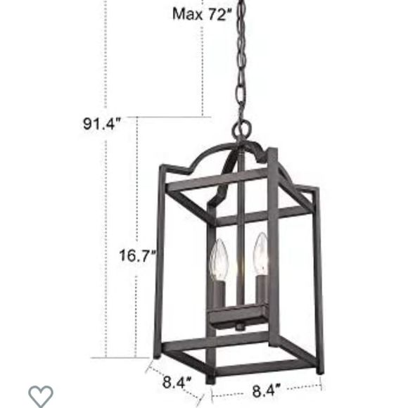 Emliviar 2-Light Lantern Pendant Light, Foyer Chandelier Hanging Light Fixture - Picture 3 of 3